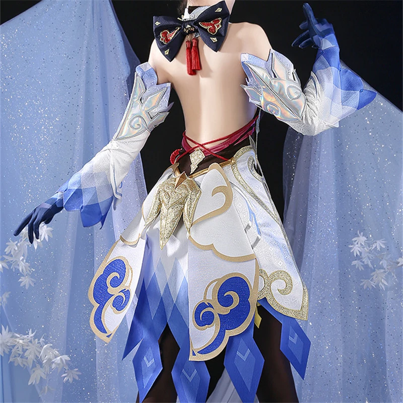 AGCOS Genshin Impact Ganyu Косплей Костюм, Наряды на Хэллоуин, Женское платье, Комплекты костюмов Ganyu