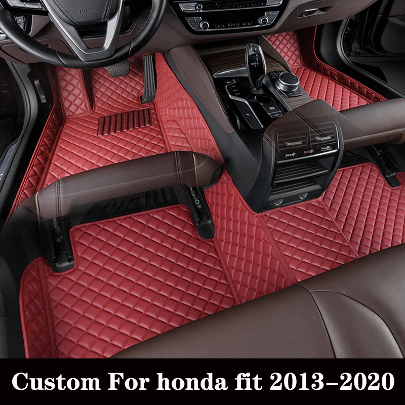 Автомобильный коврик на заказ для Honda Fit 2013 2014 2015 2016 2017 2018 2020, водонепроницаемый Ковер, кожа, 1 шт., коврик для ног, автоаксессуар