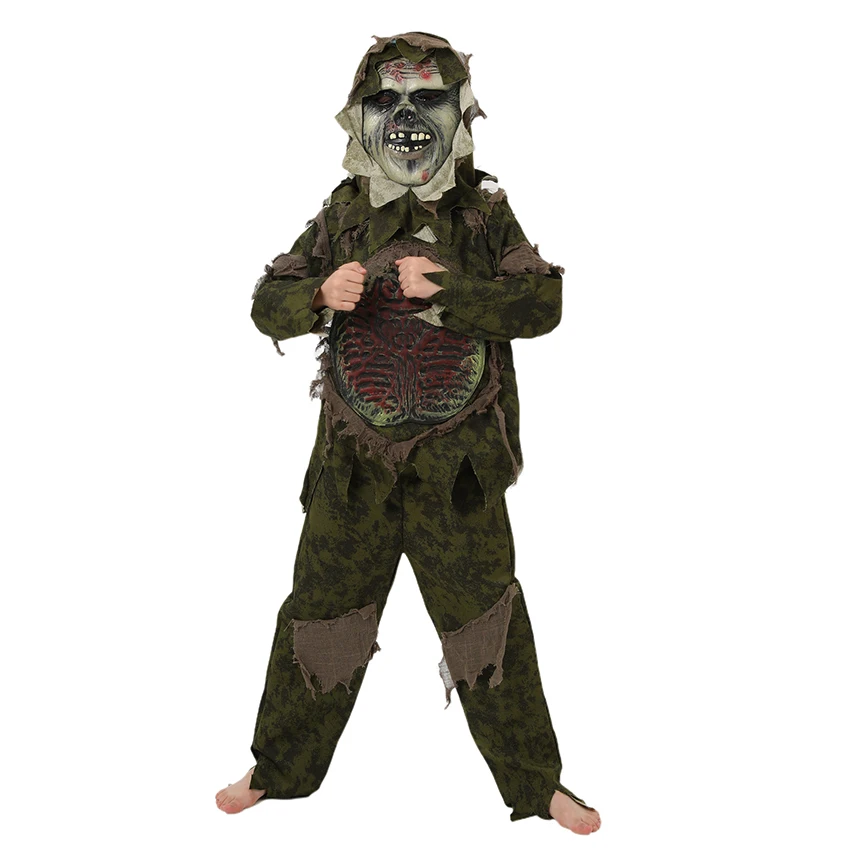 Болотный монстр Страшный террор Карнавал Косплей Костюмы на Хэллоуин для детей Ужасная одежда из внутренностей Маска призрака Зомби Камуфляж
