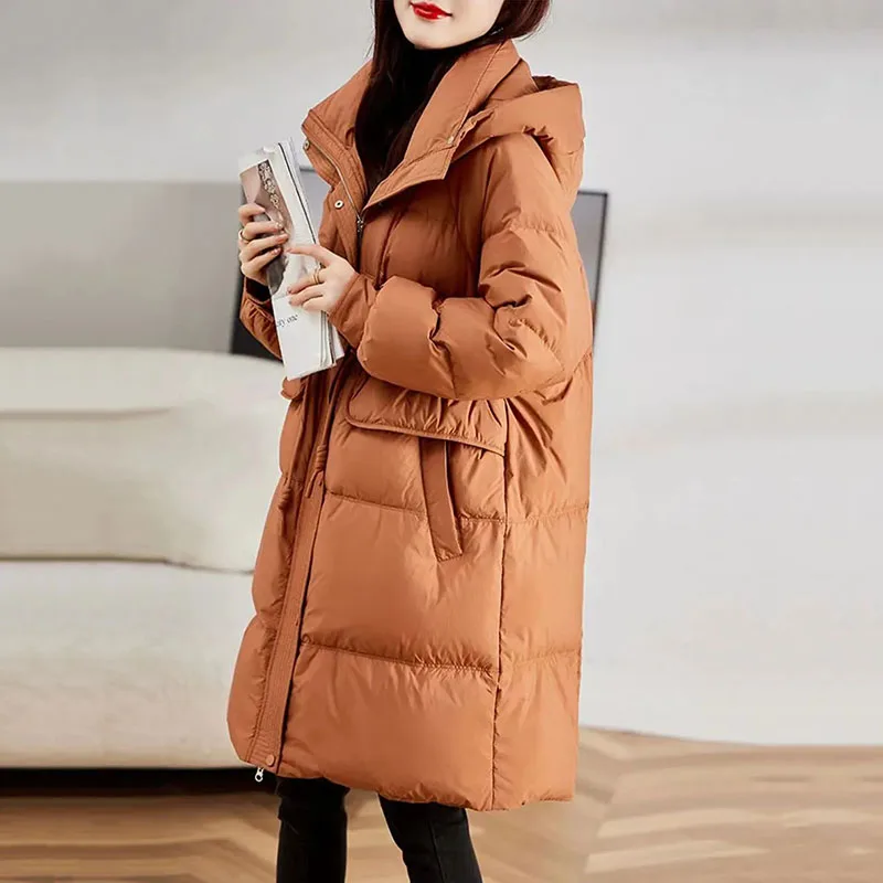 Высококачественная женская длинная пуховая хлопковая куртка, зимнее пальто, Новые модные женские куртки с подкладкой, свободное повседневное теплое пальто Parker с капюшоном