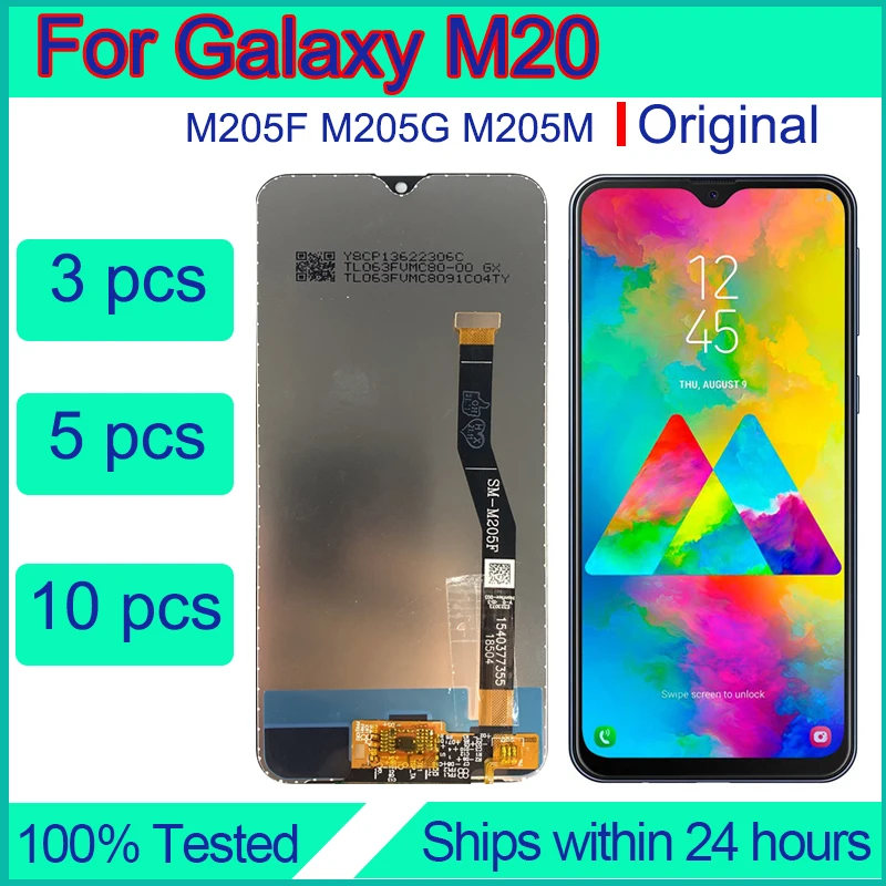 Для Samsung Galaxy M20 Замена экрана оптом Оригинальный ремонт сенсорного дисплея Tauschen Pantalla LCD Reparatur в сборе M205F
