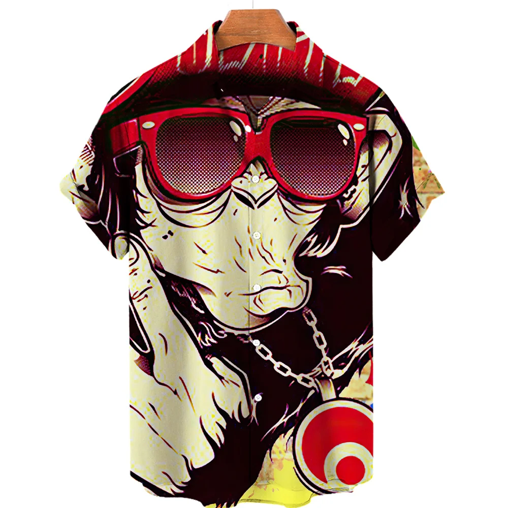 Летняя гавайская рубашка с 3d черепом для мужчин, повседневные мужские рубашки оверсайз, уличная одежда, пляжные мужские топы, блузка с коротким рукавом, модные футболки