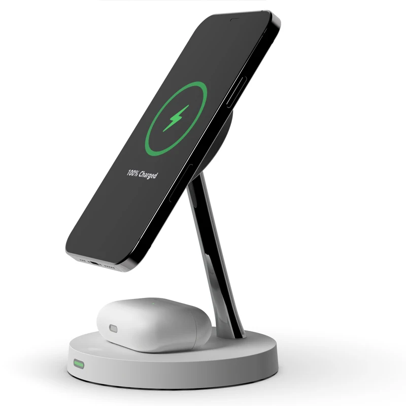 Магнитное беспроводное зарядное устройство 2 В 1 для iPhone 13 12 для AirPods Pro с ночником 15 Вт, док-станция для быстрой зарядки Qi, подставка для телефона