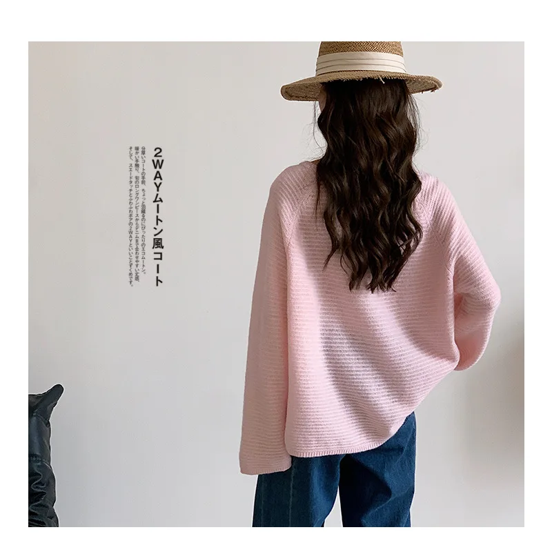 милый розовый пуловер, женский шерстяной свитер, одежда, зимний модный топ, женская мешковатая осенняя одежда с длинным рукавом, вязаные топы kawaii