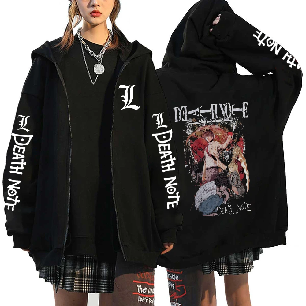 Мужские Женские куртки на молнии, повседневные толстовки Death Note, толстовка с аниме-принтом, Y2k, уличная куртка, толстовки с легким принтом Yagami