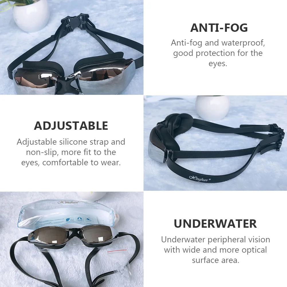 Очки для плавания при близорукости, водонепроницаемые очки с защитой от запотевания, купальники для взрослых с широким обзором