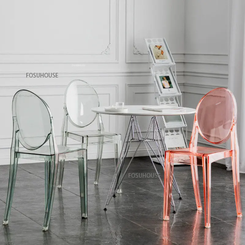 Современные прозрачные обеденные стулья для кухонной мебели Обеденный стул из акрилового хрусталя Креативный бытовой Пластиковый обеденный стул