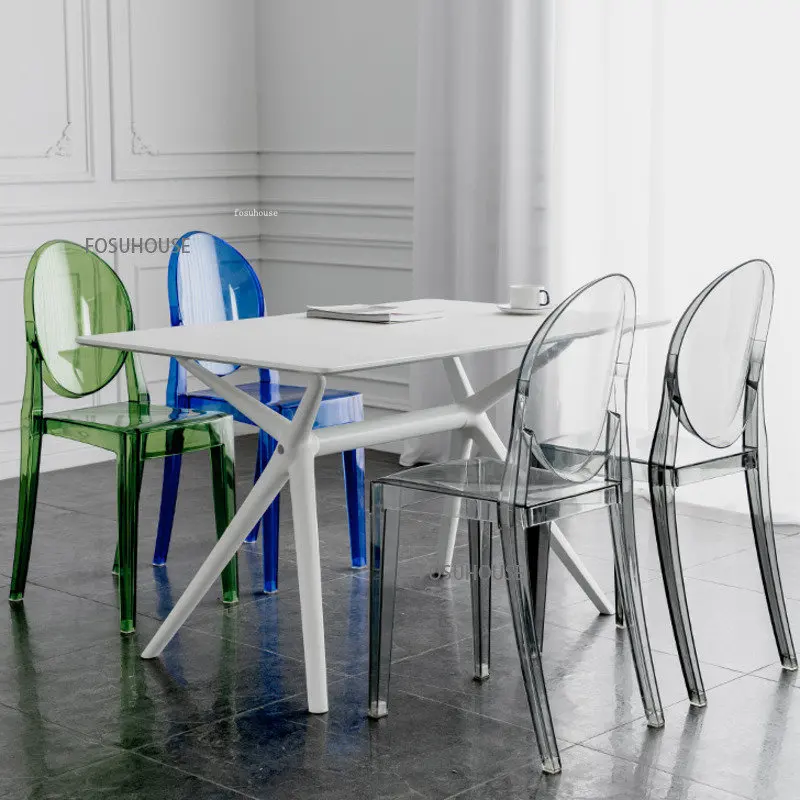 Современные прозрачные обеденные стулья для кухонной мебели Обеденный стул из акрилового хрусталя Креативный бытовой Пластиковый обеденный стул