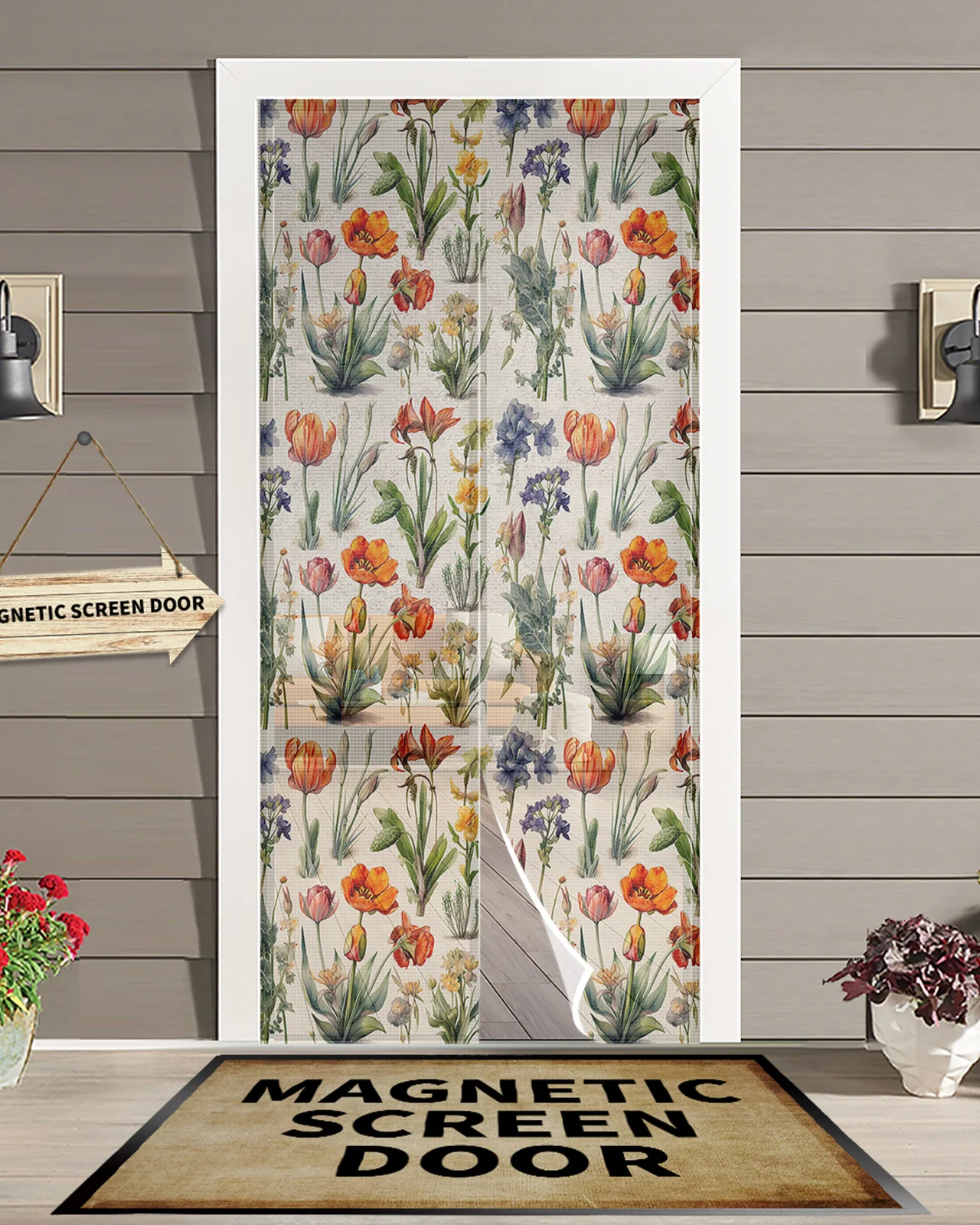 Цветок Ретро Магнитная Дверная Занавеска Гостиная Спальня Домашняя Дверная занавеска с противомоскитной сеткой